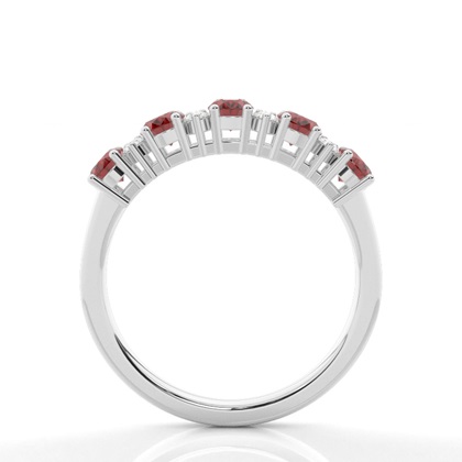 Prong Setting Oval Garnet Half Eternity Ring