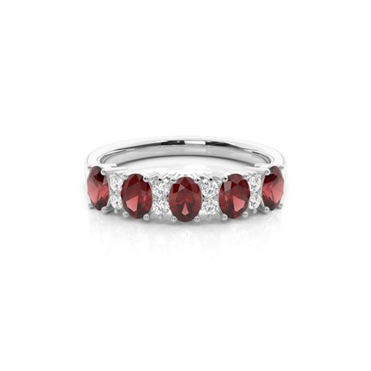 Prong Setting Oval Garnet Half Eternity Ring
