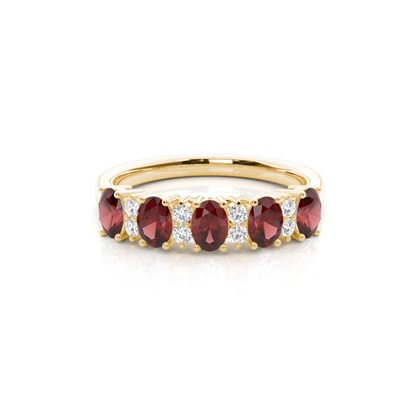 Prong Setting Oval Garnet Half Eternity Ring