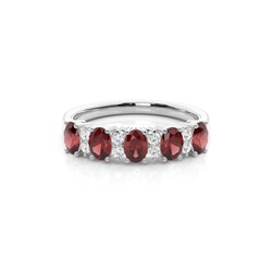 Prong Setting Oval Garnet Half Eternity Ring