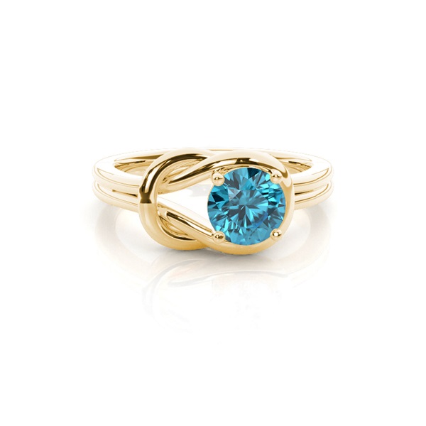 Prong Setting Round Blue Topaz Engagement Ring