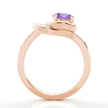 Krappenfassung runder Amethyst-Verlobungsring