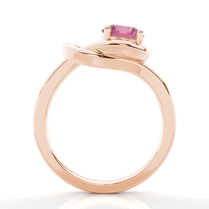 Krappenfassung runder rosa Turmalin-Verlobungsring