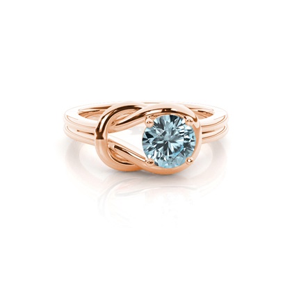 Prong Setting Round Aquamarine Engagement Ring