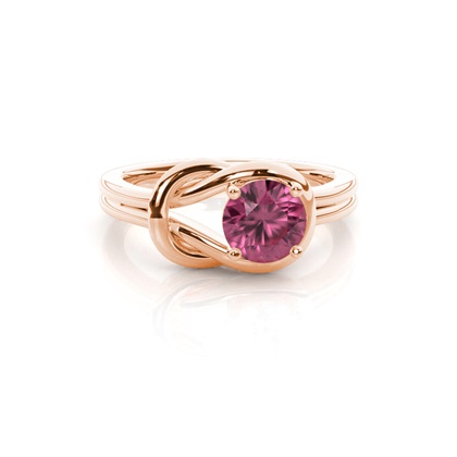 Prong Setting Round Pink Tourmaline Engagement Ring