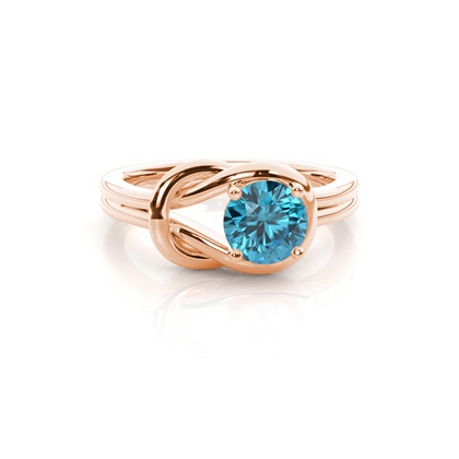 Prong Setting Round Blue Topaz Engagement Ring