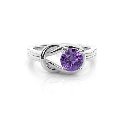 Prong Setting Round Amethyst Engagement Ring