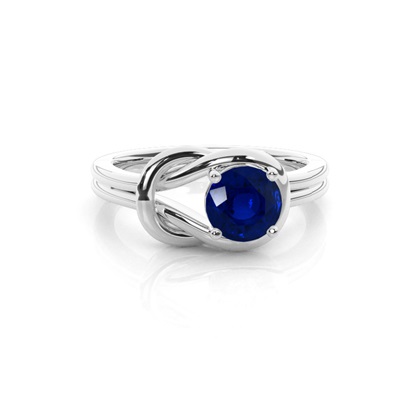 Round Prong Setting Blue Sapphire Engagement Ring