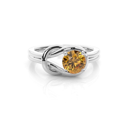 Prong Setting Round Citrine Engagement Ring