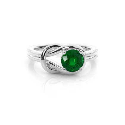 Round Prong Setting Emerald Engagement Ring