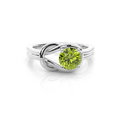 Prong Setting Round Peridot Engagement Ring