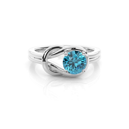 Prong Setting Round Blue Topaz Engagement Ring