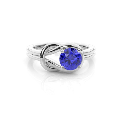Prong Setting Round Tanzanite Engagement Ring