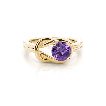 Prong Setting Round Amethyst Engagement Ring