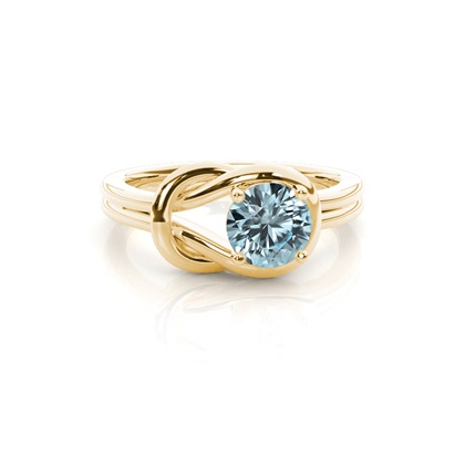 Prong Setting Round Aquamarine Engagement Ring