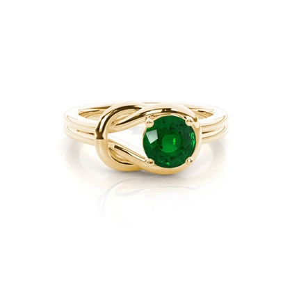 Round Prong Setting Emerald Engagement Ring