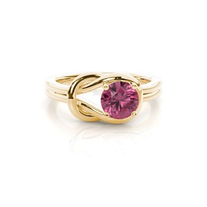 Prong Setting Round Pink Tourmaline Engagement Ring