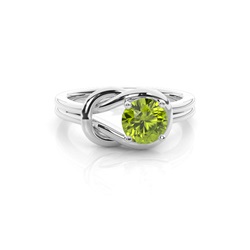 Prong Setting Round Peridot Engagement Ring