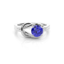 Prong Setting Round Tanzanite Engagement Ring