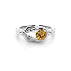 Prong Setting Round Citrine Engagement Ring