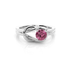Prong Setting Round Pink Tourmaline Engagement Ring