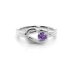 Prong Setting Round Amethyst Engagement Ring