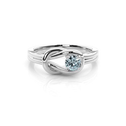 Prong Setting Round Aquamarine Engagement Ring