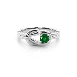 Round Prong Setting Emerald Engagement Ring