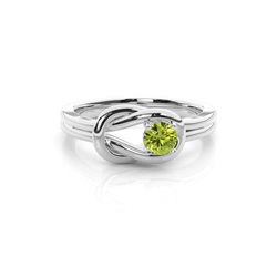 Prong Setting Round Peridot Engagement Ring