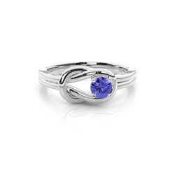 Prong Setting Round Tanzanite Engagement Ring