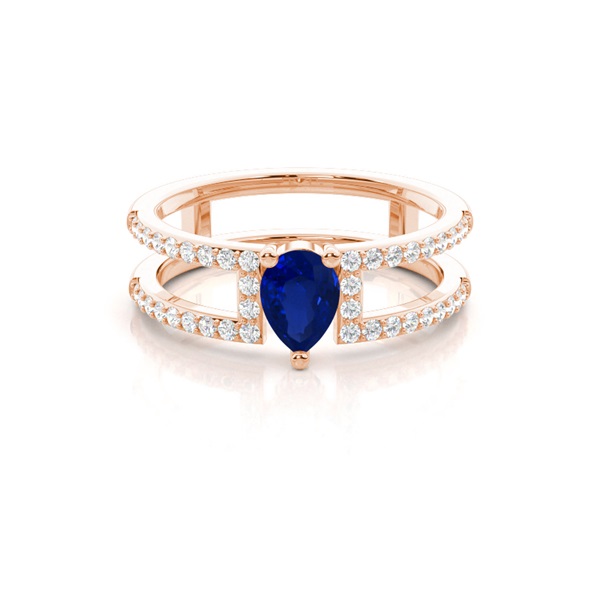 Prong Setting Pear Blue Sapphire Fashion Ring
