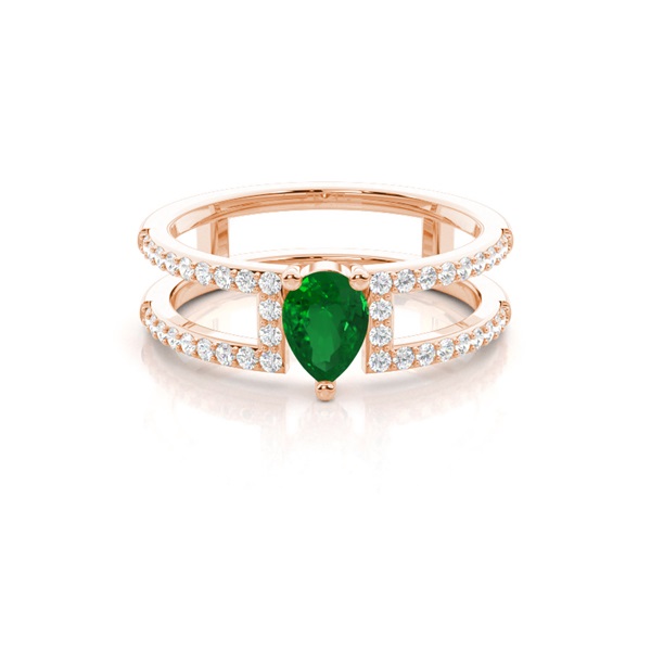 Prong Setting Pear Emerald Fashion Ring