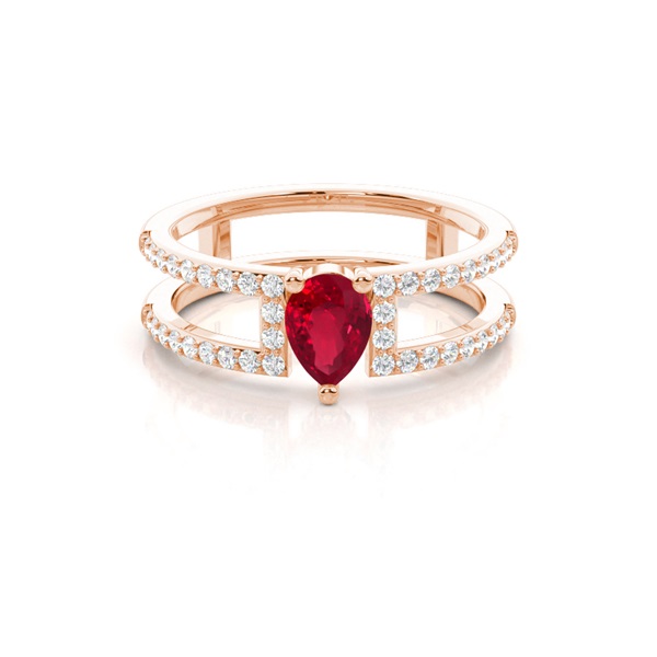 Prong Setting Pear Ruby Fashion Ring