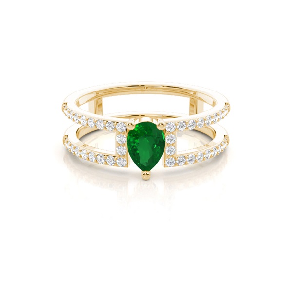 Prong Setting Pear Emerald Fashion Ring