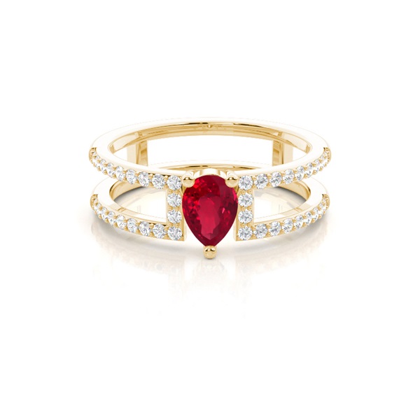 Prong Setting Pear Ruby Fashion Ring