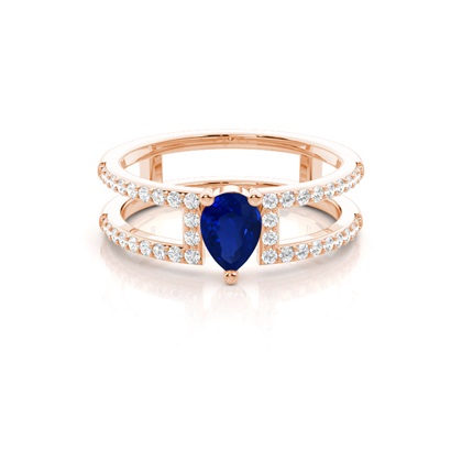 Prong Setting Pear Blue Sapphire Fashion Ring