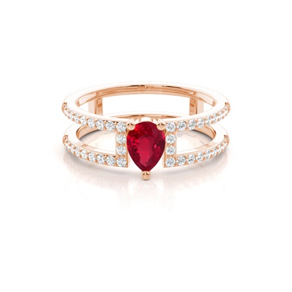 Prong Setting Pear Ruby Fashion Ring