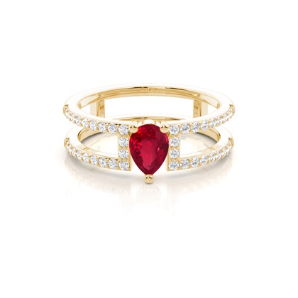 Prong Setting Pear Ruby Fashion Ring