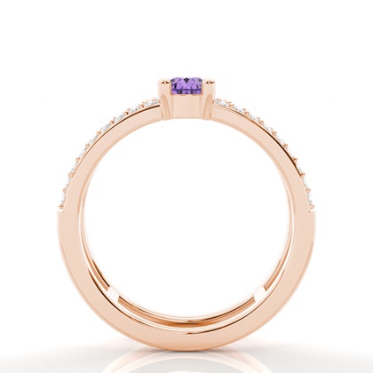 Prong Setting Pear Amethyst Fashion Ring