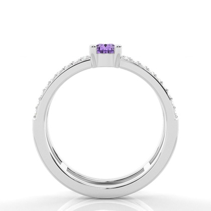 Prong Setting Pear Amethyst Fashion Ring
