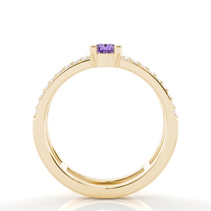 Prong Setting Pear Amethyst Fashion Ring