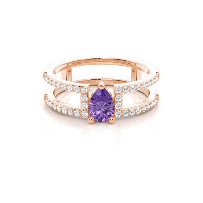Prong Setting Pear Amethyst Fashion Ring