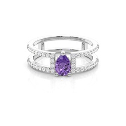 Prong Setting Pear Amethyst Fashion Ring