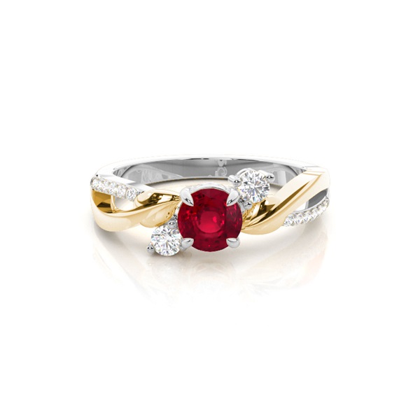 Prong Setting Round Ruby Trilogy Ring