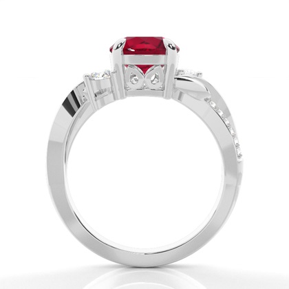 Prong Setting Round Ruby Trilogy Ring