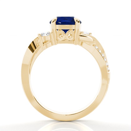 Runder Trilogie-Ring mit blauem Saphir in Krappenfassung