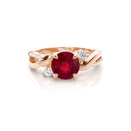 Prong Setting Round Ruby Trilogy Ring