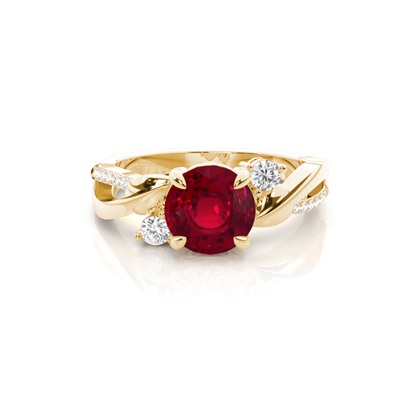 Prong Setting Round Ruby Trilogy Ring