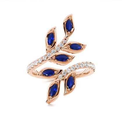 Prong Setting Marquise Blue Sapphire Fashion Ring