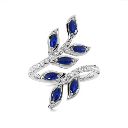 Prong Setting Marquise Blue Sapphire Fashion Ring
